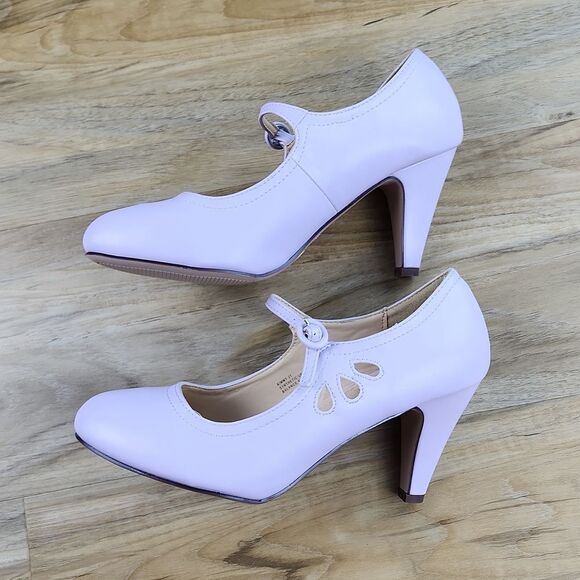 🩵NWOB Chase & Chloe Lavender Kimmy Mary Jane Heels Size 8.5 - Picture 4 of 11
